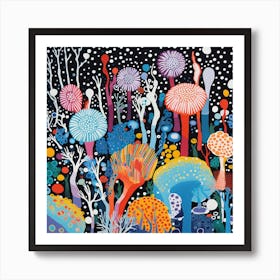 Mushrooms In The Forest 1 Art Print