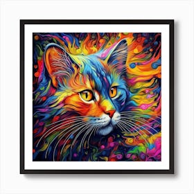 Colorful Cat Painting 6 Art Print