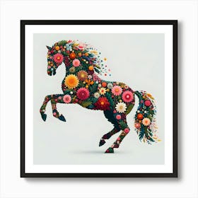 Floral Horse Canvas Print Art Print