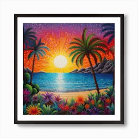 Sunset At The Beach Wood Print Art Print