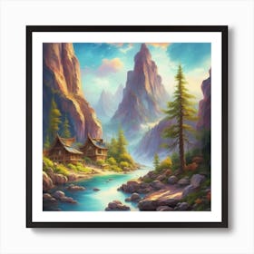 Landscape of valley rocks 14 Art Print