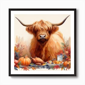 Autumn Highland Cow 4 Art Print