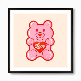 Large Love Jelly Bear Square Art Print