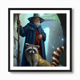 Wizard with Raccoon Art Print