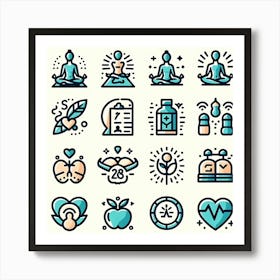 Meditative Icon Set Art Print