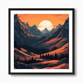 Sunset In The Mountains Art Print