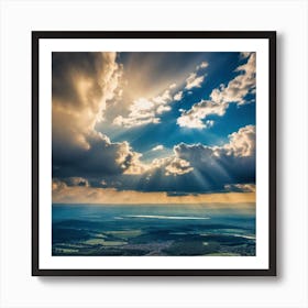 Sunbeams Over A Valley Art Print