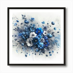 Blue Flowers 1 Art Print