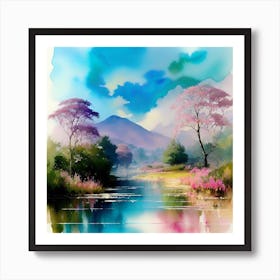 Watercolor Of A River 2 Art Print