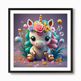 Unicorn 3d Art Art Print