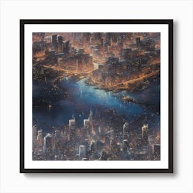 Cityscape At Night Art Print