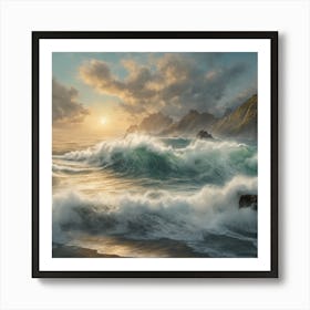 Seascape At Sunset Art Print