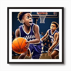 Basketball Player Dribbling 5 Art Print