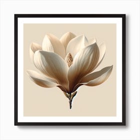 Title: "Elegant Ivory Magnolia: A Serene and Classic Artwork for Tranquil Interiors"  Description: Elevate your space with the serene elegance of 'Elegant Ivory Magnolia', a classic piece of art that captures the tranquil beauty of a magnolia in bloom. This exquisite digital illustration portrays the delicate petals of a magnolia flower in soft ivory tones, creating a peaceful and harmonious atmosphere. Perfect for those seeking to add a touch of calm and sophistication to their home or office, this botanical illustration exudes a timeless grace that complements both traditional and modern decor styles. The gentle curves of the magnolia's petals are rendered in lifelike detail, offering a sense of freshness and purity to any environment. Ideal for minimalist spaces or as a subtle yet striking statement piece, 'Elegant Ivory Magnolia' invites viewers to appreciate the simple joys of nature's artistry. Enhance your decor with this versatile artwork that serves as a gentle reminder of the natural world's quiet elegance. Art Print