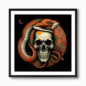 Skull And Snake 2 Art Print