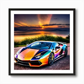 Rainbow Lamborghini 7 Art Print