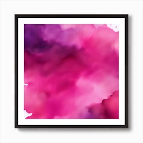 Beautiful pink magenta abstract background. Drawn, hand-painted aquarelle. Wet watercolor pattern. Artistic background with copy space for design. Vivid web banner. Liquid, flow, fluid effect. 1 Art Print