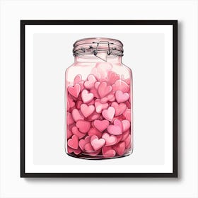 Pink Hearts In A Jar 4 Art Print