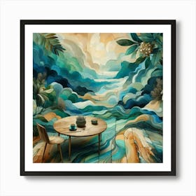 Abstract Epoxy resin art in landscape 2 Poster