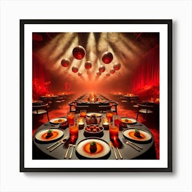 A Dining Experience Featuring A Red Dust Storm E Art Print