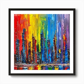 Rainbow City Skyline Art Print