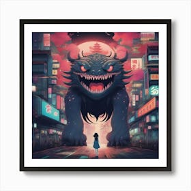 Monster In The City Art Print