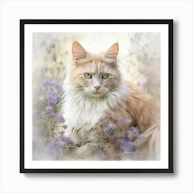 Coon Cat In Lavender Art Print