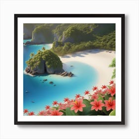 Tropical Beach Scene Art Print