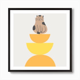 Cat Sitting On A Stack Of Oranges Art Print