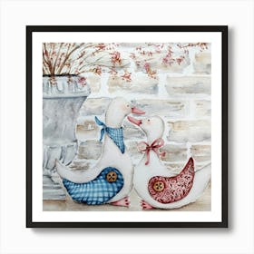 Geese in Love Art Print