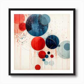 Red Blue White Circles Art 2 Art Print