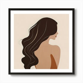 Portrait Of A Woman With Long Hair Art Print