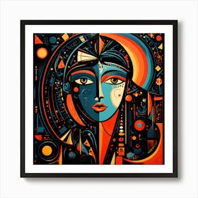 Abstract Retro Picasso Style Dark Stunning Art Print