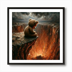 Teddy Bear On A Cliff Art Print