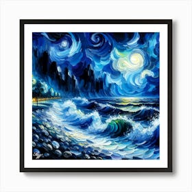 Abstract Oil Painting Of Raging Ocean 4 Copy Art Print