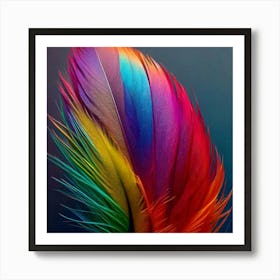 Firefly Multicolored, Feather, Bird, Blue, Yellow, Red, Purple, Pink, Green, Vibrant, Colorful, Intr (1) Art Print