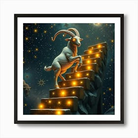 Goat On The Stairs 4 Art Print