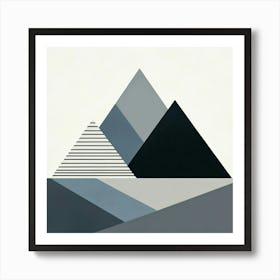 "Monochrome Minimalism: Geometric Mountain Forms"  "Monochrome Minimalism: Geometric Mountain Forms" captures the stark essence of a mountain range through the use of simplified geometric shapes and a restrained color palette. This artwork emphasizes the interplay of light and shadow, offering a sophisticated and contemporary visual experience, ideal for a modern minimalist decor. Art Print