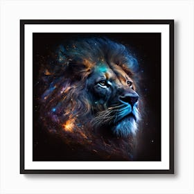 Lion In Space Art Print