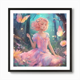Shabby Chic Dreamy Glowums Pastel Woodland Freckle (3) 2 Art Print