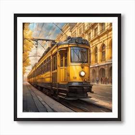 Budapest Tram - Line Art  Art Print