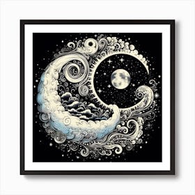 Moon And Stars 5 Art Print