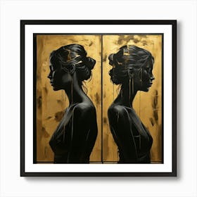 Two Women In Gold Art Print