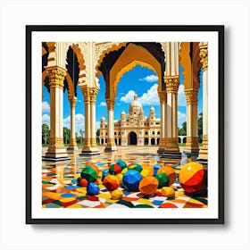 Mysore Palace Courtyard, India Cubism Style Art Print