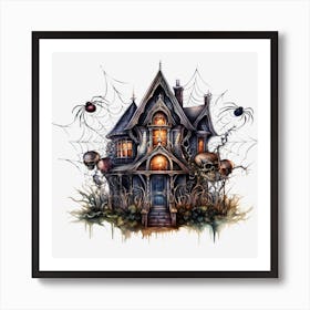 Gothic Halloween Haunted House Art Print