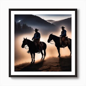 Two Cowboys On Horseback 1 Art Print