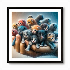 Kittens In The Rain 6 Art Print