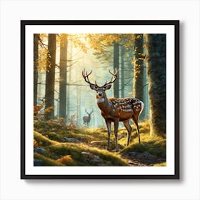 Deer In The Forest Ultra Hd Realistic Vivid Colors Highly Detailed Uhd Drawing Pen And Ink Pe (91) Art Print