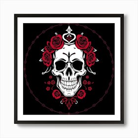 Skull With Roses 2 Art Print