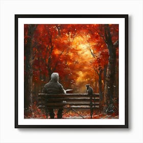 Man Reading A Book, In Warm Colors, Impressionism, Surrealism Art Print